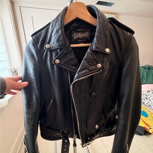 Schott NYC Black Leather Moto Jacket